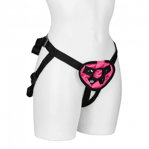 Lux Fetish 'Pink Velvet Strap-On Harness'