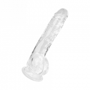 Transparenter Naturdildo mit Hodenansatz