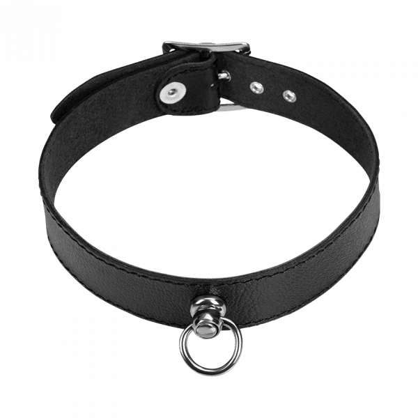 Schmales Leder-Halsband mit O-Ring