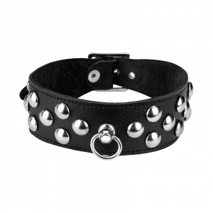 Leder-Halsband mit großen Flachnieten