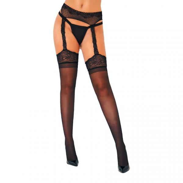 Satin T- Garterbelt Stockings